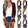 Women's Fashion Casual Christmas Print Long Sleeve Midi Cardigan Pocket Jacket