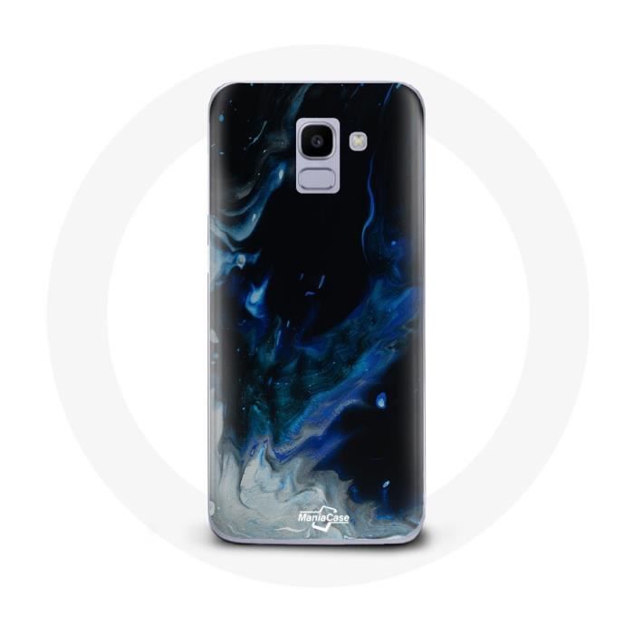 Чехол для Samsung Galaxy A8 2018 Разноцветные дымные облака серо-синего и черного цветов на черном фоне