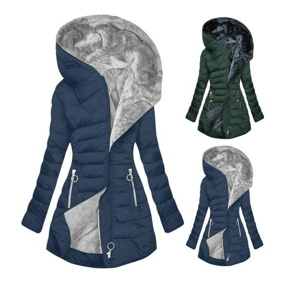 Женская зимняя куртка с подкладкой, большого размера, с мягкой подкладкой, застежкой-молнией, средней длины, с капюшоном, верхняя одежда, однотонный теплый ветрозащитный пуховик