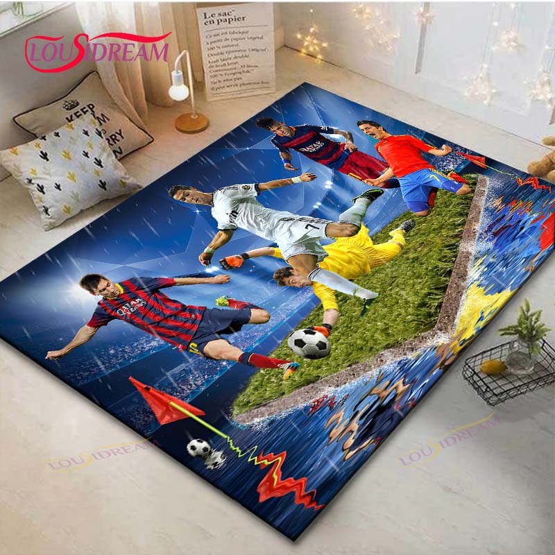 Криштиану Роналду--Месси-Неймар Ковер с принтом Гостиная Противоскользящий ковер Детская спальня Коврики Игровой ковер Большой ковер Декор