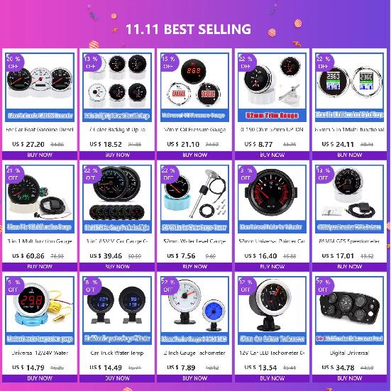 52MM Car temperature indicator 40~120 Celsius Red Backlight With Alarm+10mm Coolant Temperature Sensors for Car Truck Marine
