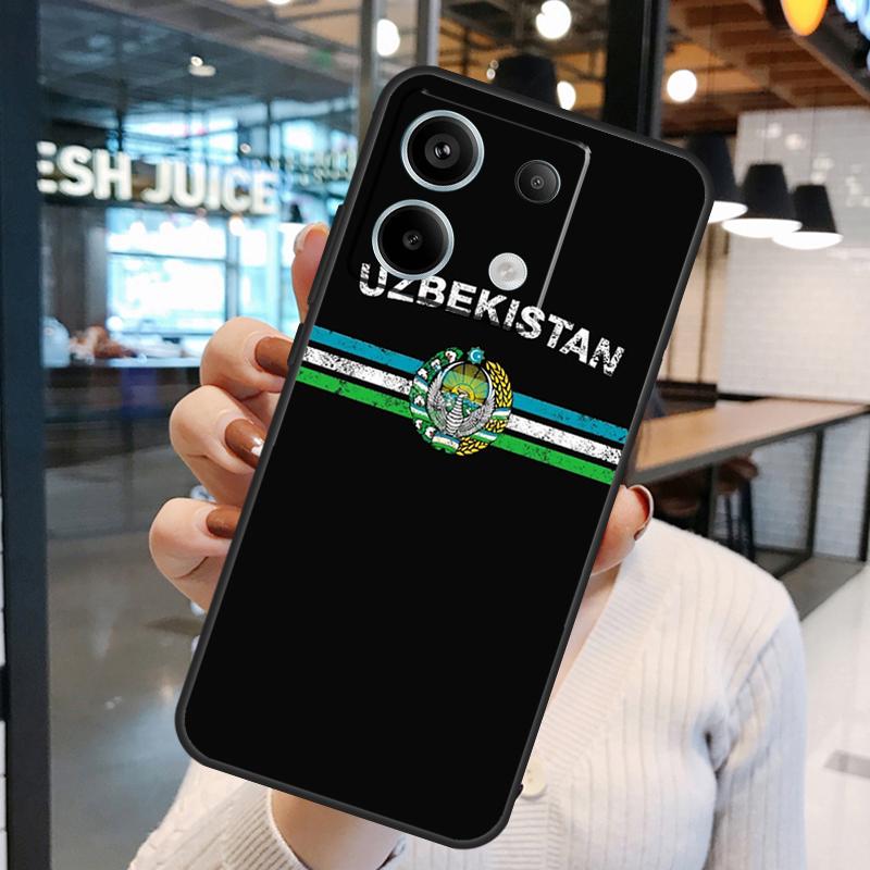 Чехол для Xiaomi Redmi Note 13 Pro 10 11 12 14 15 Pro Plus Redmi 15C 14C 10C 12C 13C 15 с флагом и гербом Узбекистана