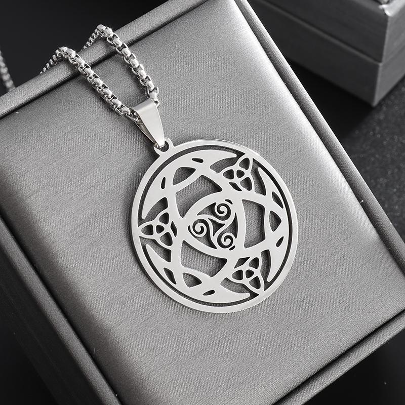 Изысканный кулон из нержавеющей стали с узором «Ведьмин узел», ожерелье с кельтским узлом, ювелирные изделия на удачу, Рождественский подарок для друзей и семьи