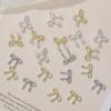 10Pcs 3D Silver Gold Bowknot Shaped Nail Charms Metal Alloy Nail Art Manicure Jewelry For Diy Nail Accessories Salon