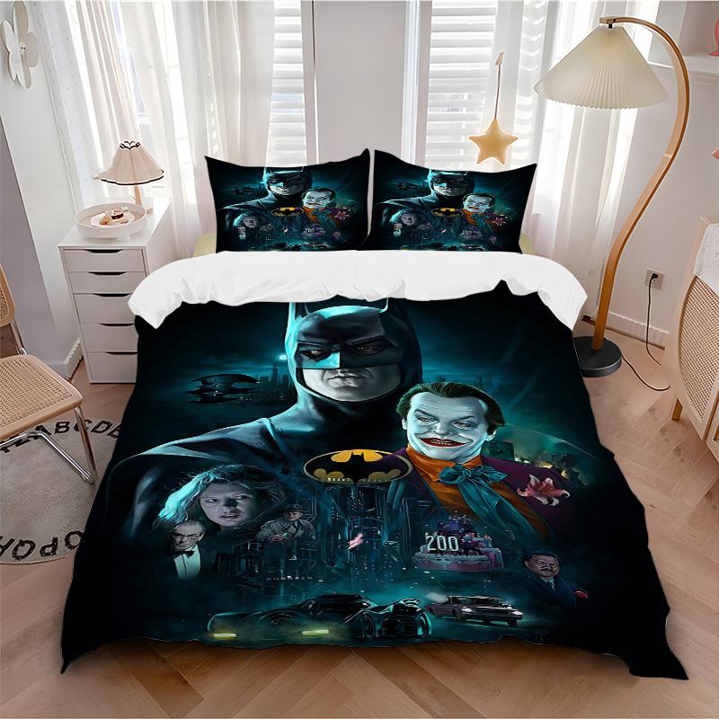3pcs Batman Joker Bedding Set, Soft Polyester Duvet Cover and Pillowcases Machine Washable Seasons all suitable 98