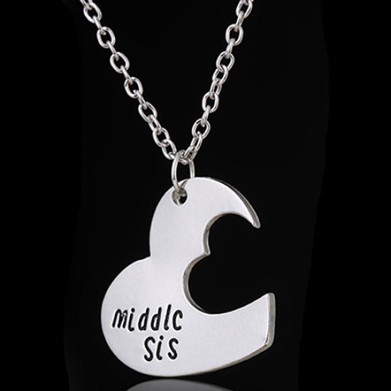 Broken Heart Sisters Matching Big Middle Little Sister Letter Carved Love