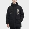 Fila Logo Printed Hooded Casual Mid-Length Down Jacket Men Outerwear F11M349904F-BK