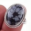 Natural Snowflake Obsidian Gemstone Handmade 925 Sterling Silver Ring S.8 V4Q78