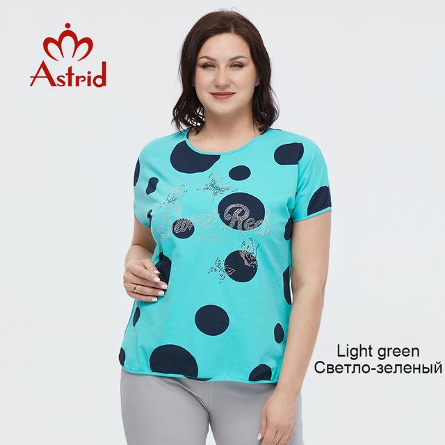 Летняя женская футболка Astrid, хлопковый топ 2023, женская модная футболка большого размера в горошек с узором бабочки и бриллиантами, женская одежда