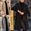 The New British Men's Long Windbreaker Woolen Coat Solid Color Simple And Elegant Woolen Coat