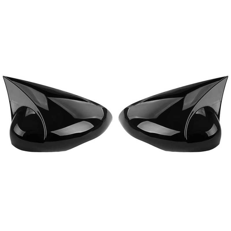 Glossy Black Pair Side Rearview Mirror Cover Frame Door Wing Cap Trim Housing ABS fit for Ford Fiesta MK7 MK7.5