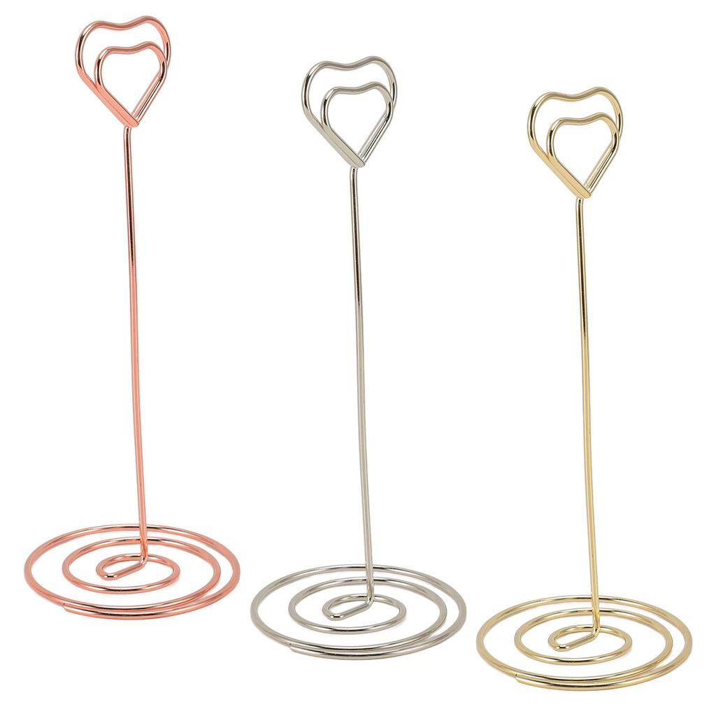 20 Pcs Table Number Holder 15cm Heart Shaped Place Card Holder Memo Clip Photo Stand