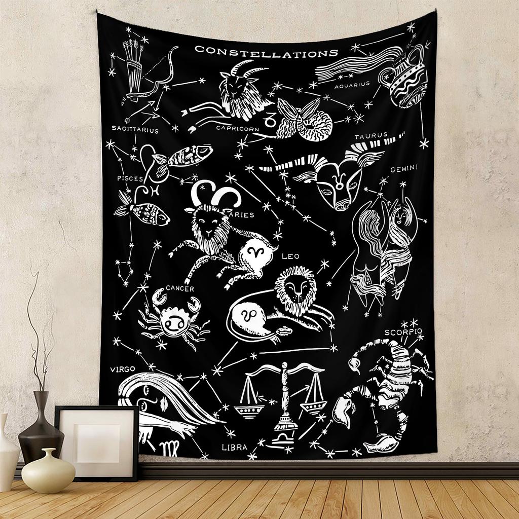 Черно-белая эстетика Скелет змеи и мотылька Хэллоуин Холодная луна Ужасы Готический настенный декор для спальни гобелен