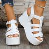 Roman Style Women's Wedge Heel Sandals Thick Bottom Buckle Strap Gladiator Sandals Woman Summer White Chunky Platform Sandalias