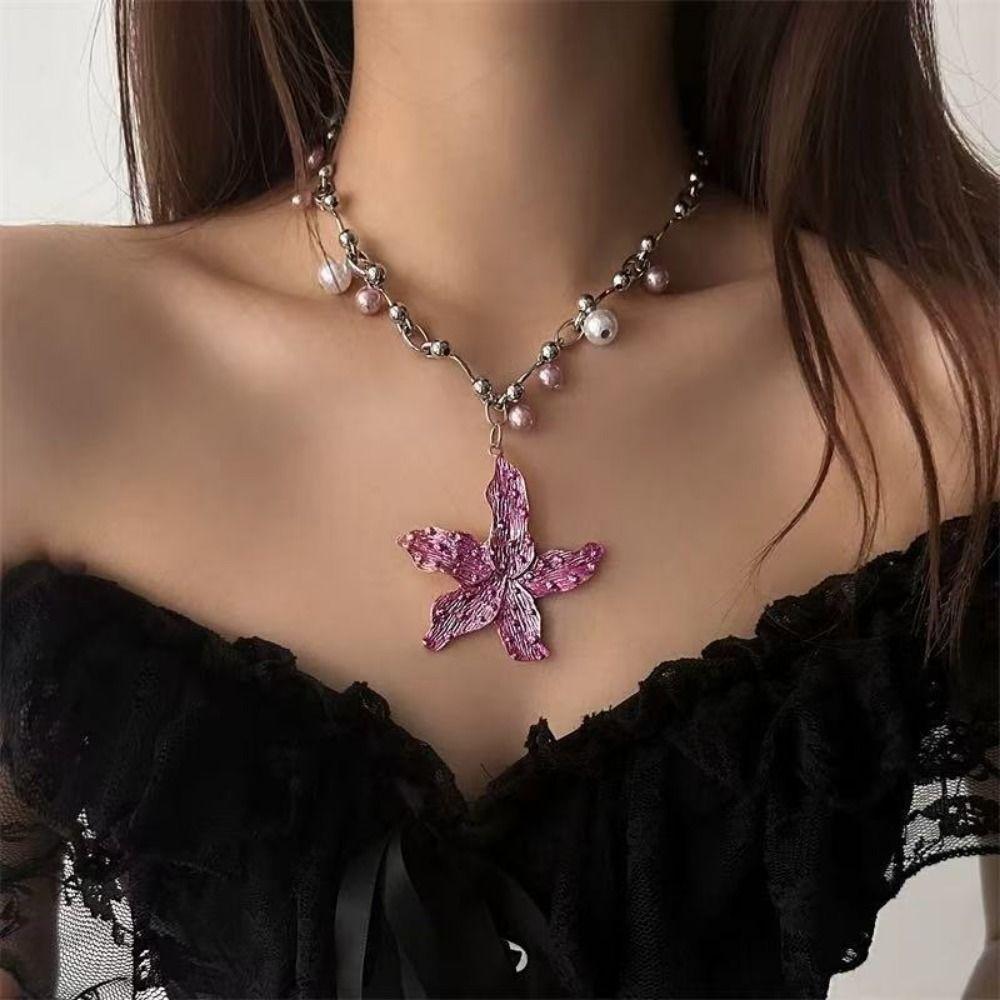 Exaggerate Pearls Necklace Bohemia Clavicle Chain Trendy Starfish Pendant Necklace Summer