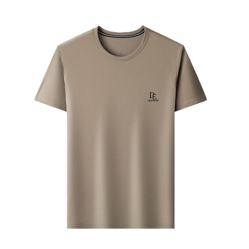 Высококачественная футболка мужская с круглым вырезом и коротким рукавом сетка костяной цветок ледяной шелк поло рубашка