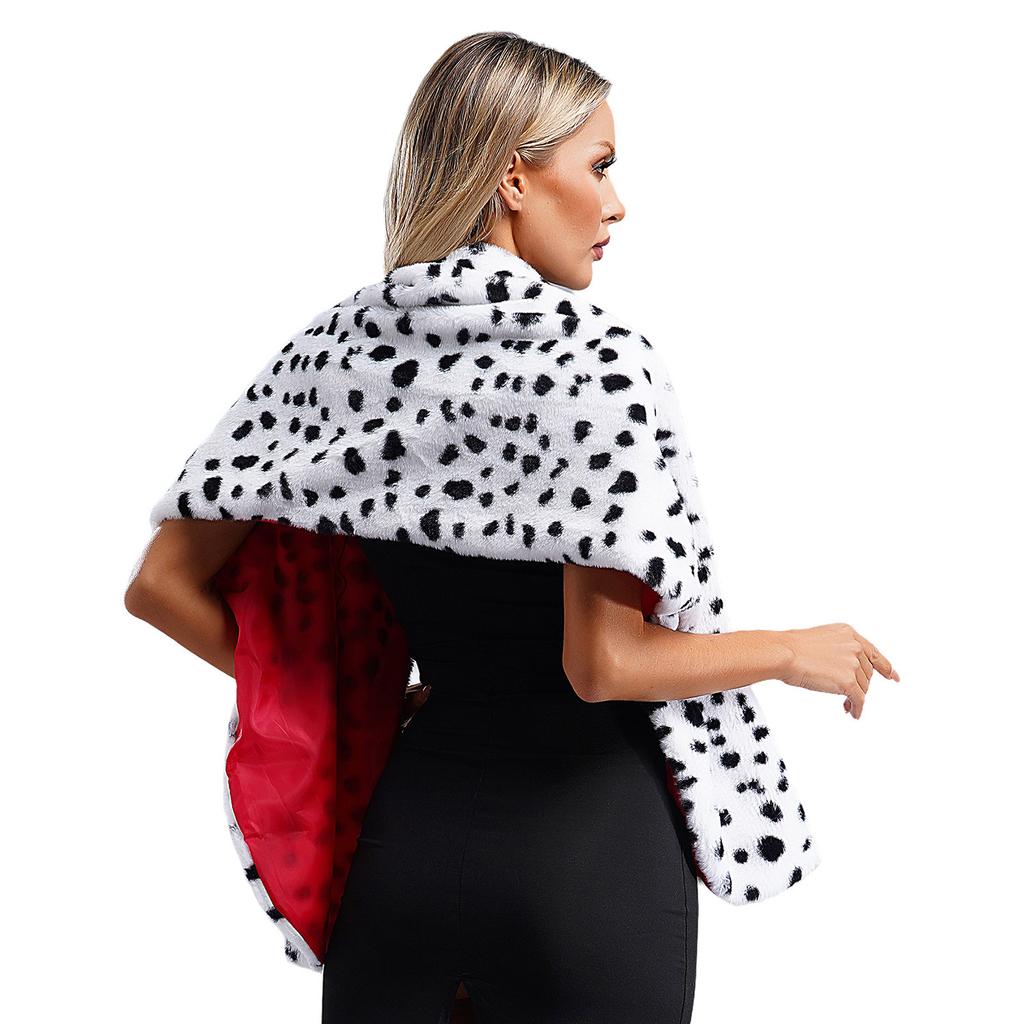 Женская накидка из искусственного меха с пятнистым дизайном, шаль, шарф, костюм для косплея, Хэллоуина, маскарадной вечеринки, выступления