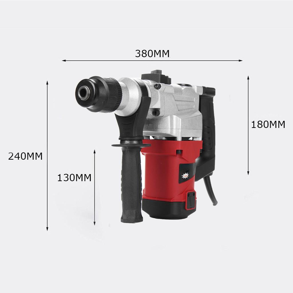 220V Electric Demolition Jack Hammer Rotary Jackhammer Electric Concrete Drill + 4 Chisels 5200BPM 1850W