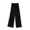 Three Bars and Two Sweatpants for Women's Autumn New High-waisted and Thin Wide-leg Pants Versatile Casual Drawstring Sweatpants