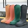 High Rain Shoes Women's New Solid Color Non-slip Thick-soled Water Shoes Long Rain Boots Fashion Water Boots Thermal Rubber Shoes