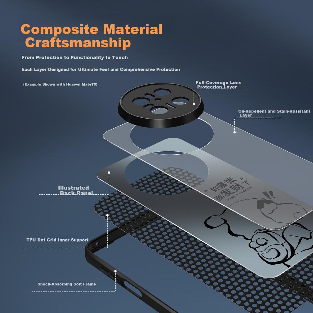 XP Huawei Pura80 Phone Case Lens Full Coverage P80 Shockproof Heat Dissipation Matte Slim National Protective - Graphite Gray Calligraphy Jieshun