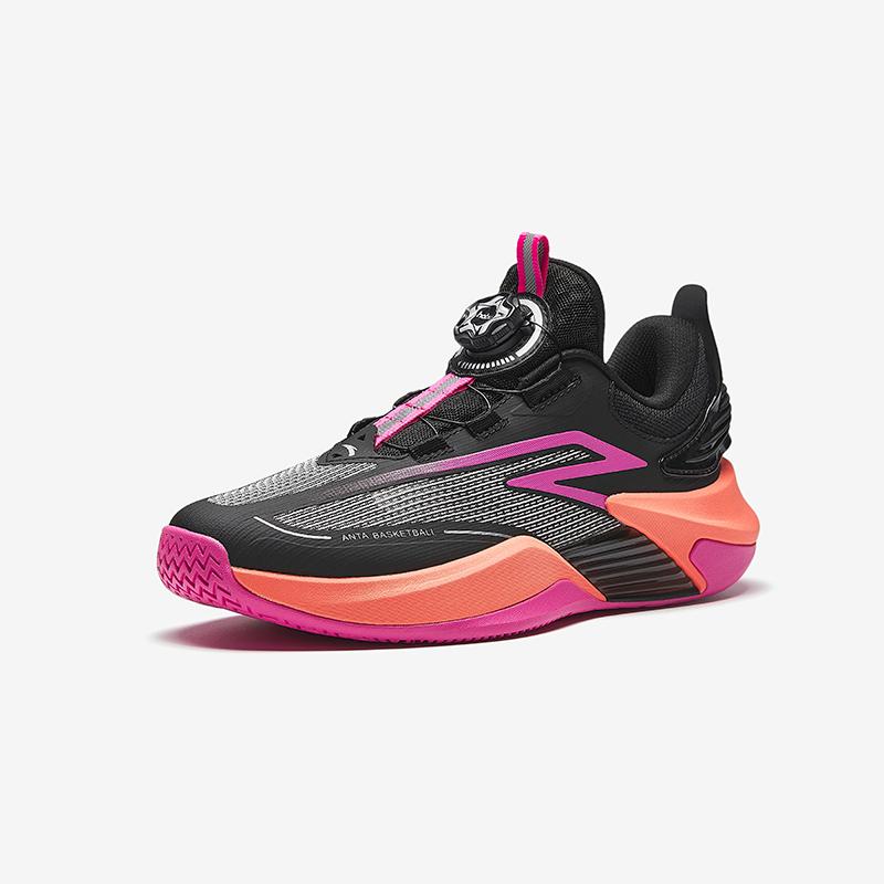 Anta Детская тканевая модная универсальная нескользящая износостойкая дышащая обувь для баскетбола с низким верхом мужские кроссовки черно-красные 312511111-2