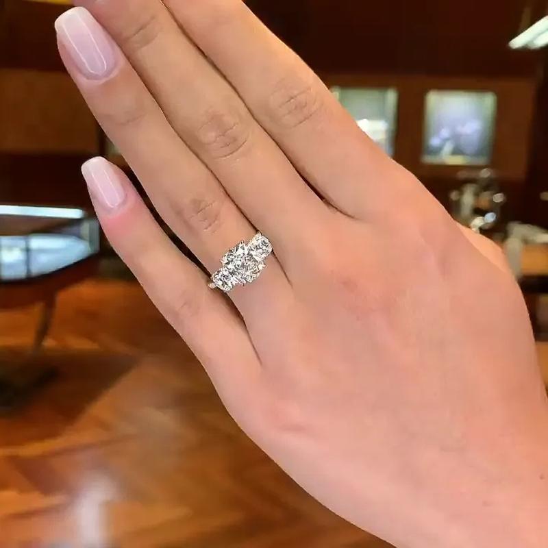 Кольца Huitan Geometric Cubic Zirconia Crystal для женщин, темпераментные свадебные аксессуары, роскошные женские кольца, ювелирные изделия для вечеринок