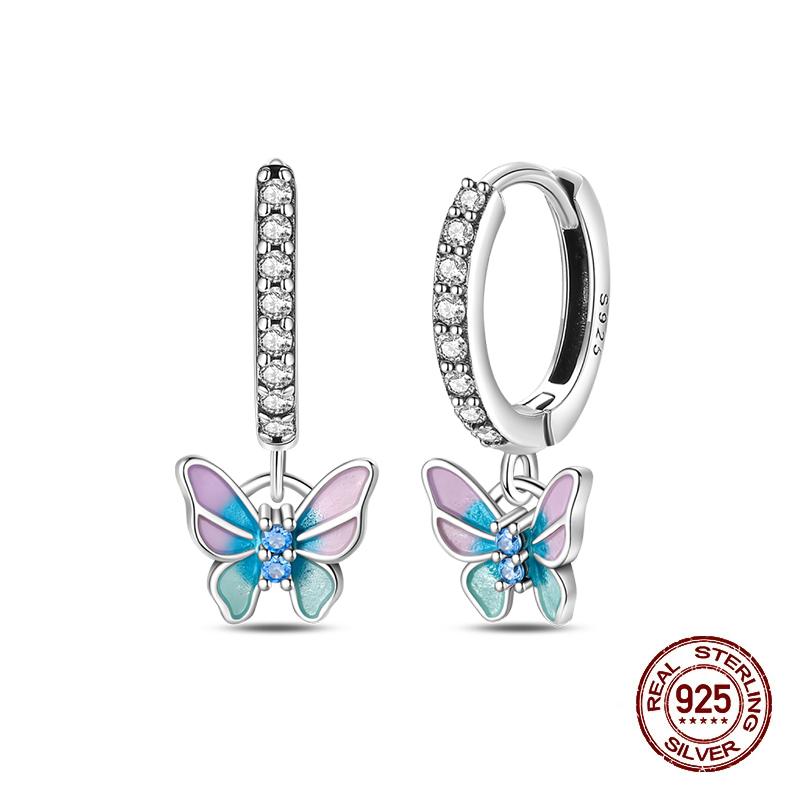 Серьги-гвоздики для женщин Медь Разноцветная Ракушка Морская звезда Сверкающая Бабочка Роскошные Изысканные Ювелирные Изделия Серьги для Девочек