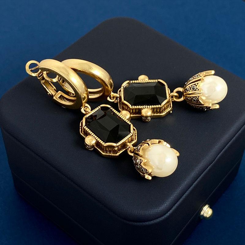 Длинные серьги с кристаллами и жемчугом в стиле ретро, женские преувеличенные серьги в средневековом стиле