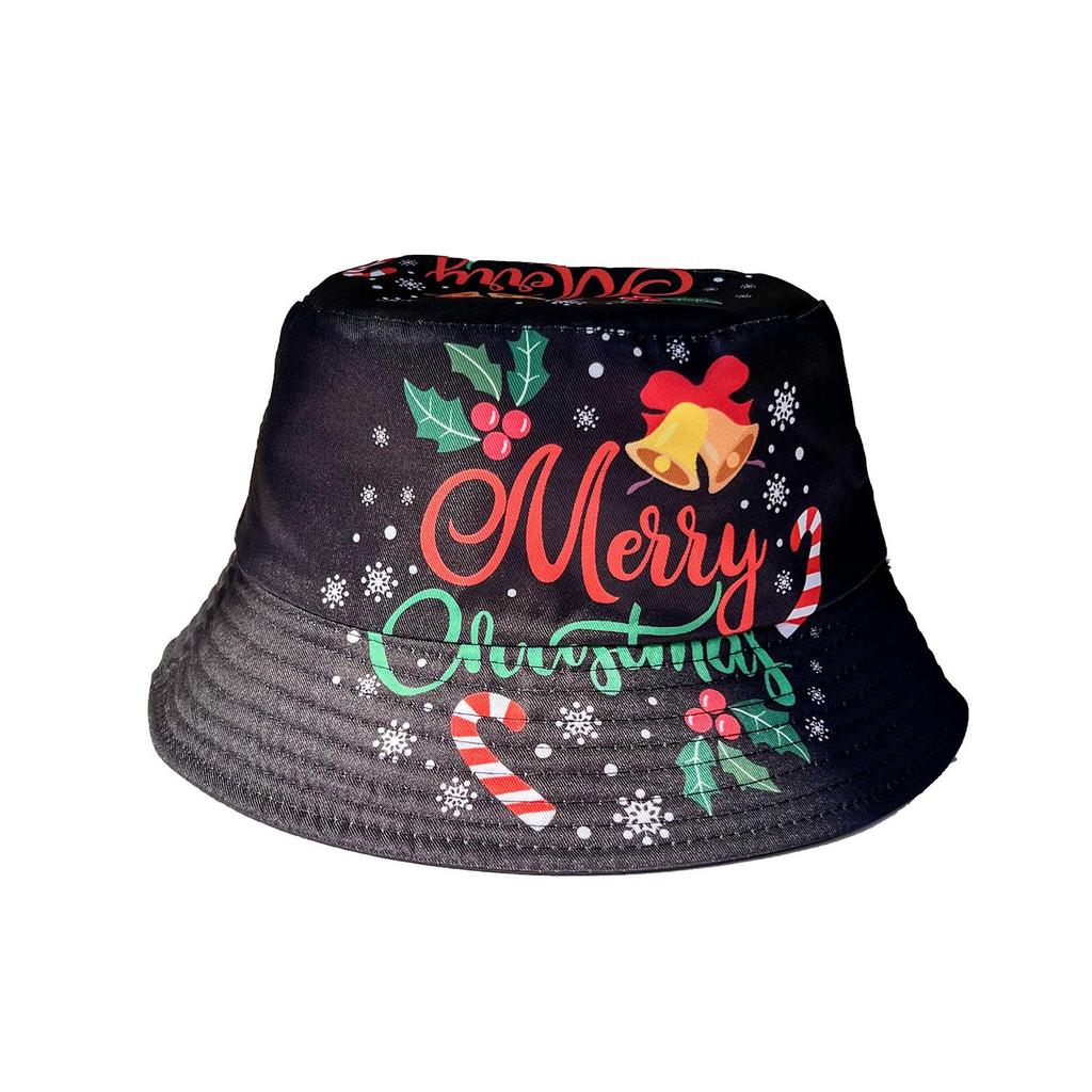European American Christmas Double-Sided Bucket Hat - Unisex Outdoor Parent-Child Sunscreen Casual Hat