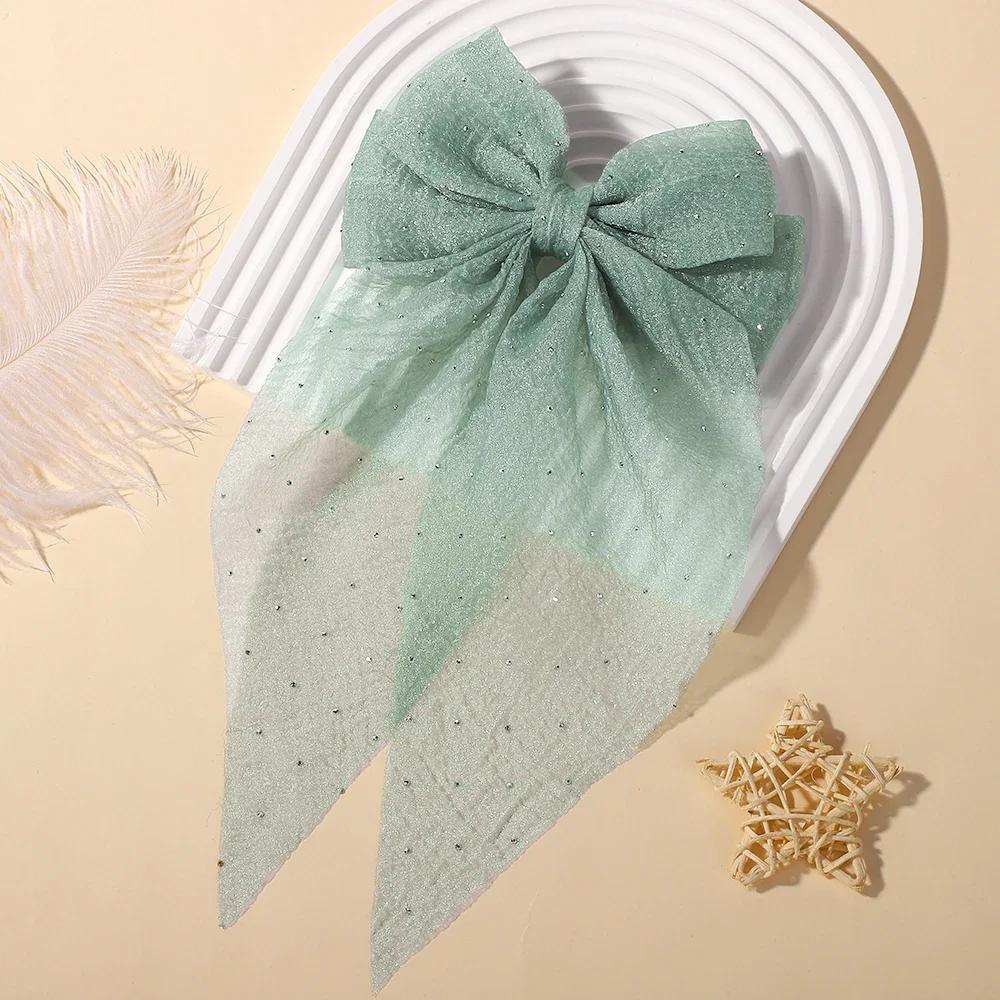 LOVEKIKI 1PCS Elegant Large Bow Ribbon Hair Clip Women Simple Polka Dot Hairgripes Ponytail Bow Hairpin Girls Hair Accessories