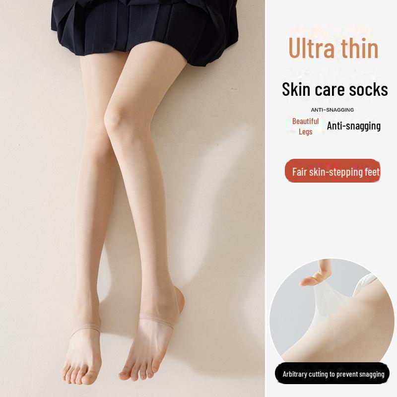 Женские прочные прозрачные колготки большого размера с открытым носком и защитой от зацепов — летний стиль, без заниженной резинки, телесного цвета.