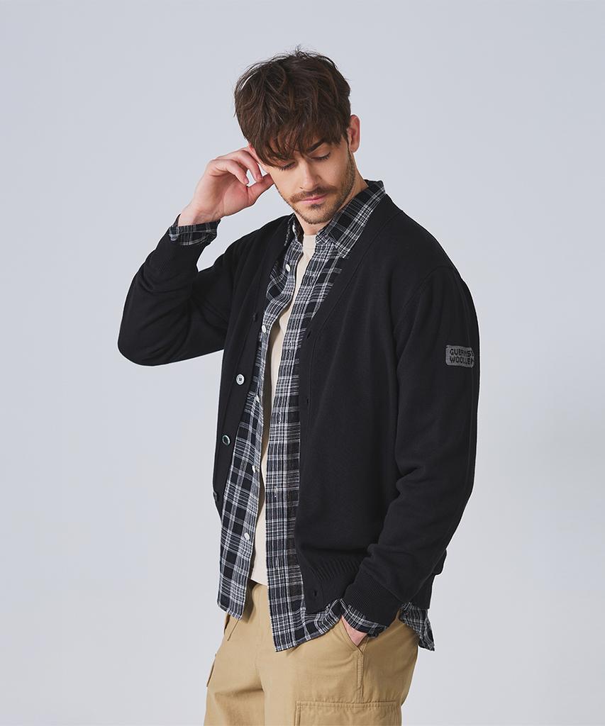 Хлопковый кардиган с V-образным вырезом Guernsey Woollens - Черный