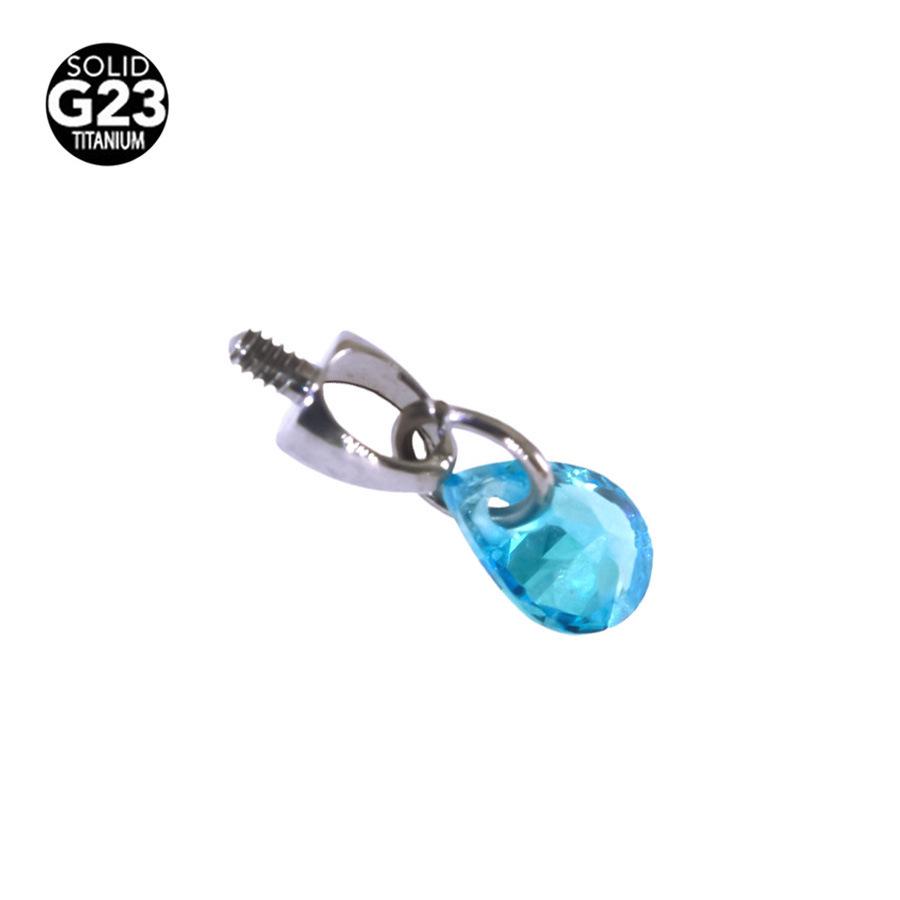 F136 Титановый лабрет с пулевидным наконечником в форме капли и подвеской из кристаллического циркона для пирсинга хряща уха
