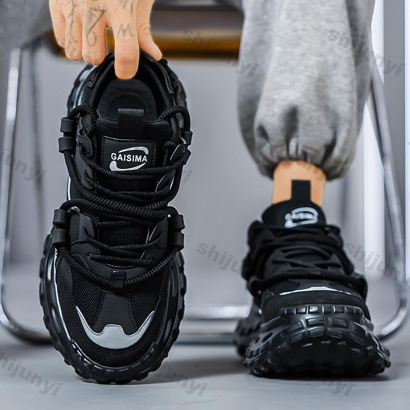 Модные мужские белые кроссовки 2025 Новая мода Шнуровка Сетчатые дышащие кроссовки для бега Удобные Нескользящие Увеличение роста Повседневная обувь