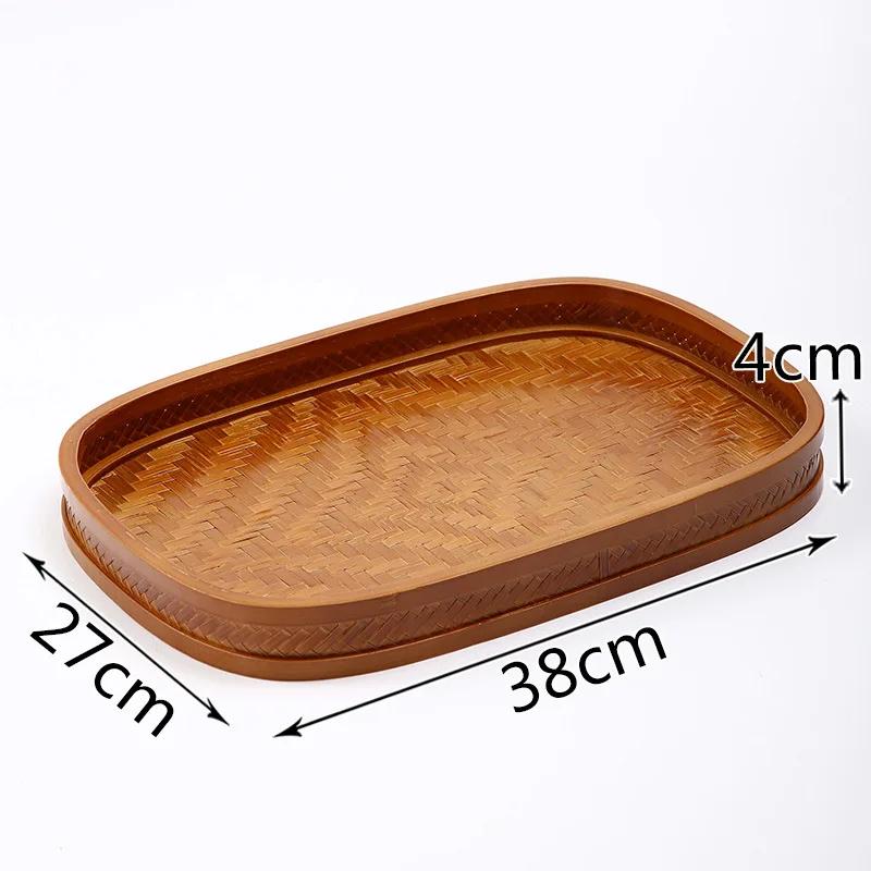 HeMu Bamboo Products Плетеное вручную поднос для чая, Поднос для отеля, Поднос для димсама, Полотенце для гостевого дома, Винтажный сухой стол для закусок