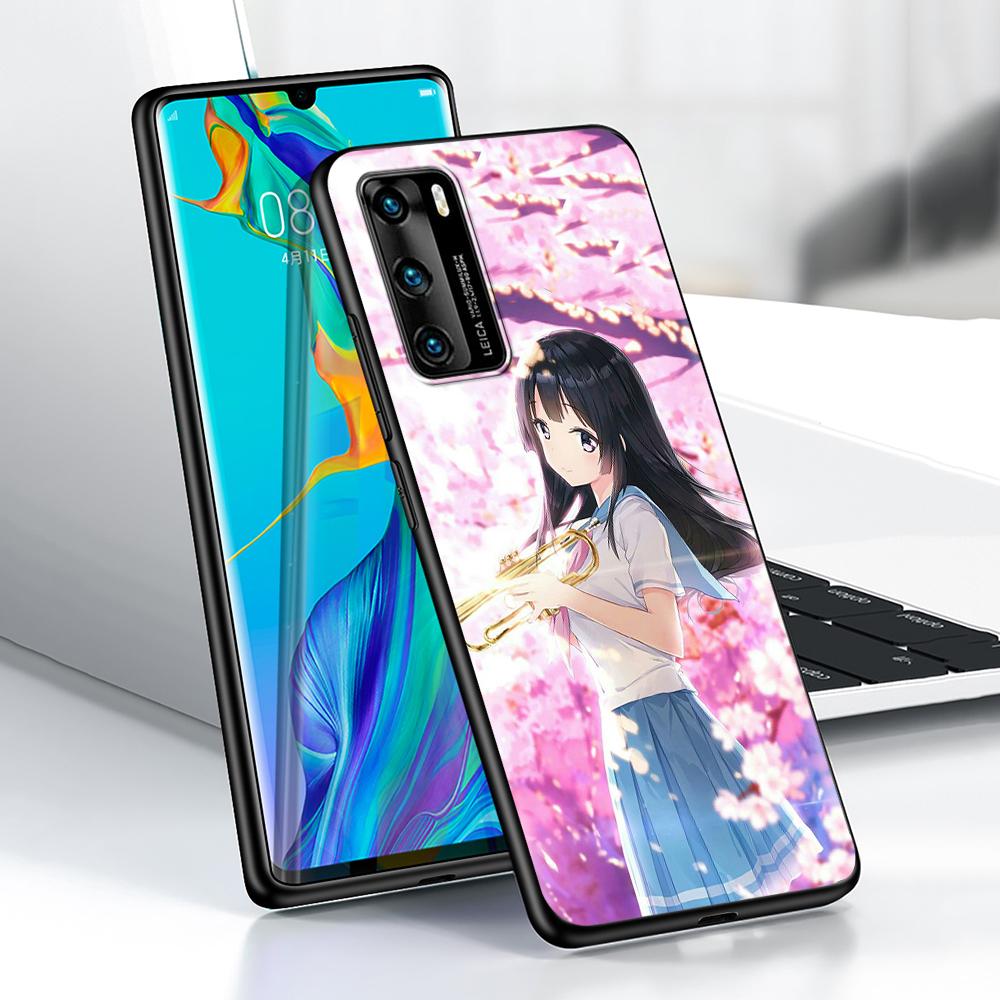 Plum Cherry Blossom Girl Case for Huawei P30 P Smart Z P40 Lite E P20 Y6 Y7 Y9 2019 Honor 8X Play 9A 50 20 Pro Black Soft Cover