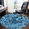 1pc Blue Roses Floral Office Round Area Rug, Indoor Mat Suitable For Office, Under Office Chairs Bedroom Living Room Home Decor, Room Deco