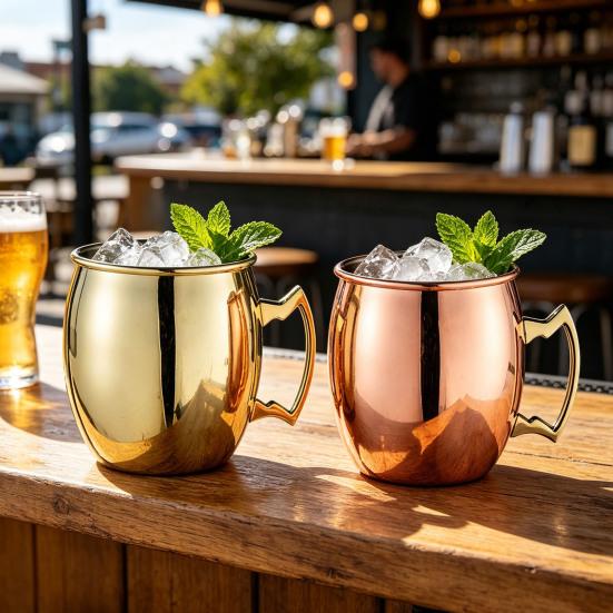 Кружка для Moscow Mule из нержавеющей стали с молотковой отделкой, с медным покрытием, ржавеющая, коктейльная кружка для виски, пива, холодного кофе, безопасная для посудомоечной машины, подарки