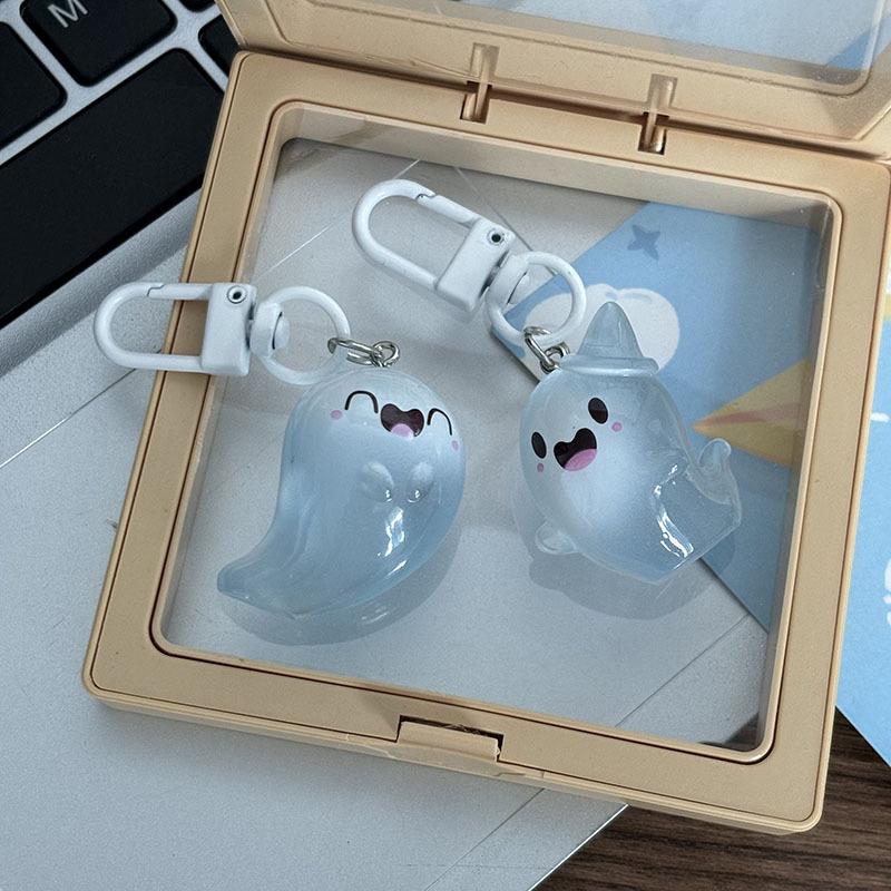 Брелок-призрак на Хэллоуин, светящийся в темноте, брелок из смолы, держатель для ключей, подвеска на рюкзак, подвески для наушников