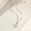 Golden Zirconia Arrow Cross Pendant Necklace, Dainty Jewelry for Women