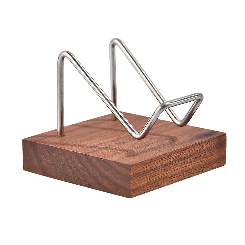 Paper Holders Gold Geometric Napkin Holder with Wooden Base - Modern Tabletop Tissue Rack for Kitchen & Dining Table