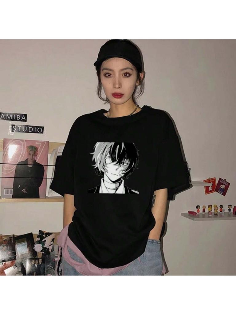Japanese Anime Print Cartoon Harajuku Wo T-Shirt Punk Streetwear Tops Short-Sleeved Tees Casual Clothes Summer