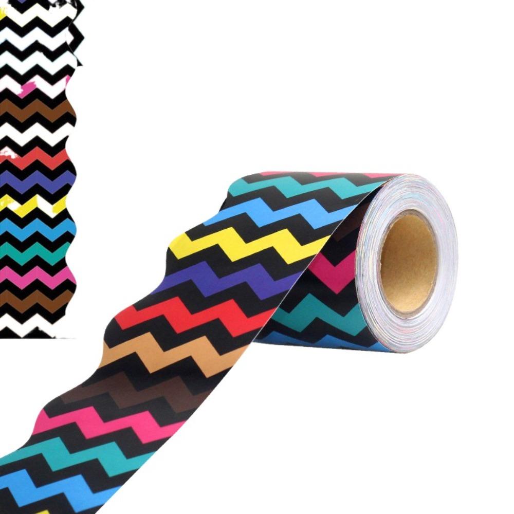 Colored Wavy Edge Paper DIY Wall Decoration Poster Border Stickers for Classroom Board Home Party