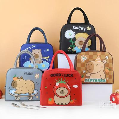 Cartoon Capybara Kids Insulated Lunch Bag - Portable School Lunch Box