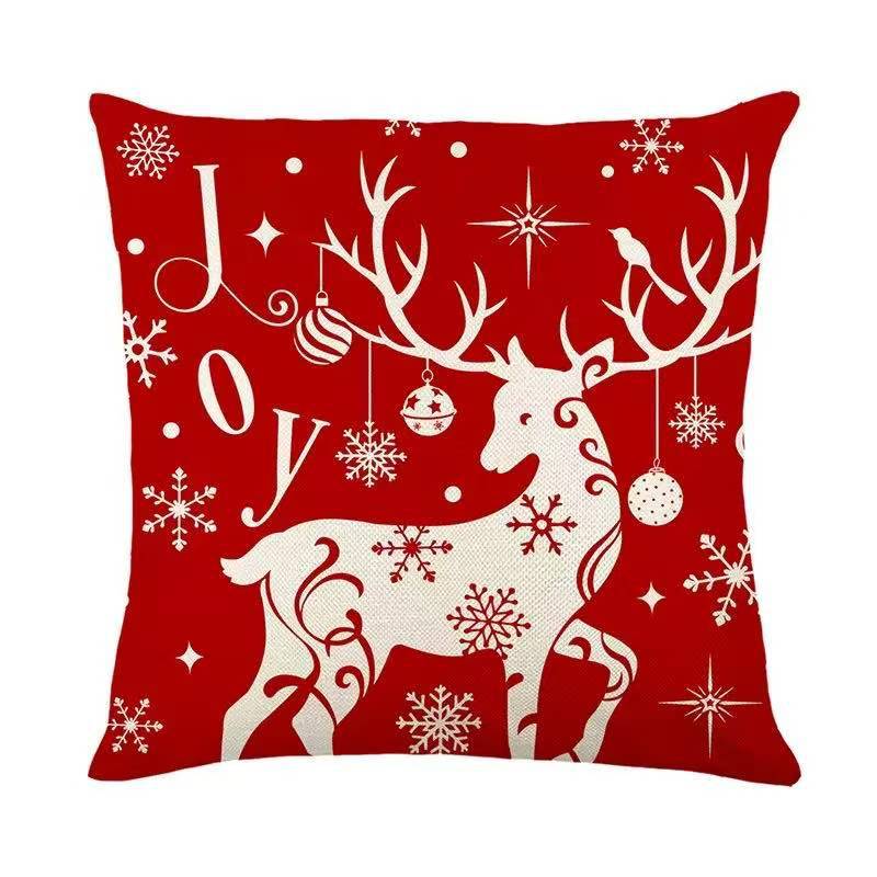 New Christmas Print Pillow Cover Nordic Style Linen Print Holiday Decoration Living Room Sofa Cushion Cover Pillow
