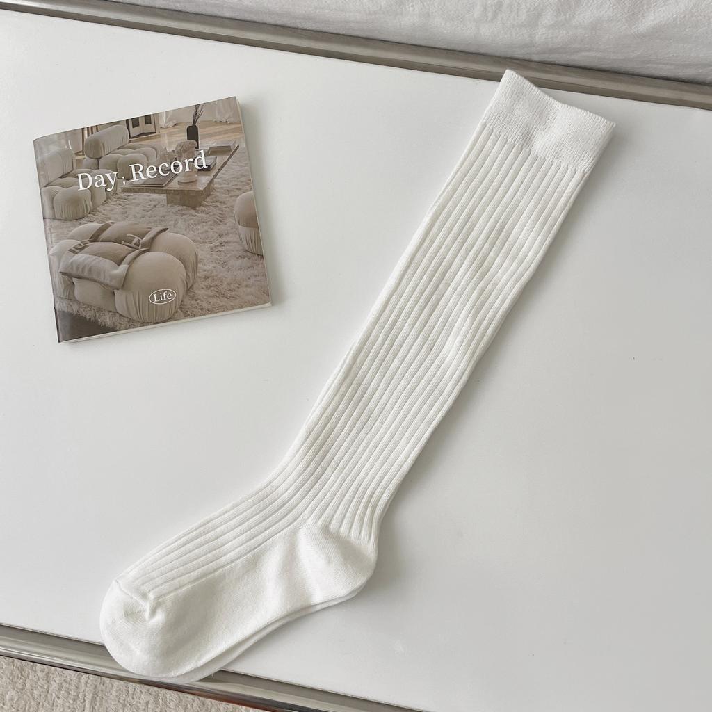 Simple Black And White Striped Socks Fashion Calf Socks Solid Color Versatile Comfortable Cotton Socks Medium Tube Socks