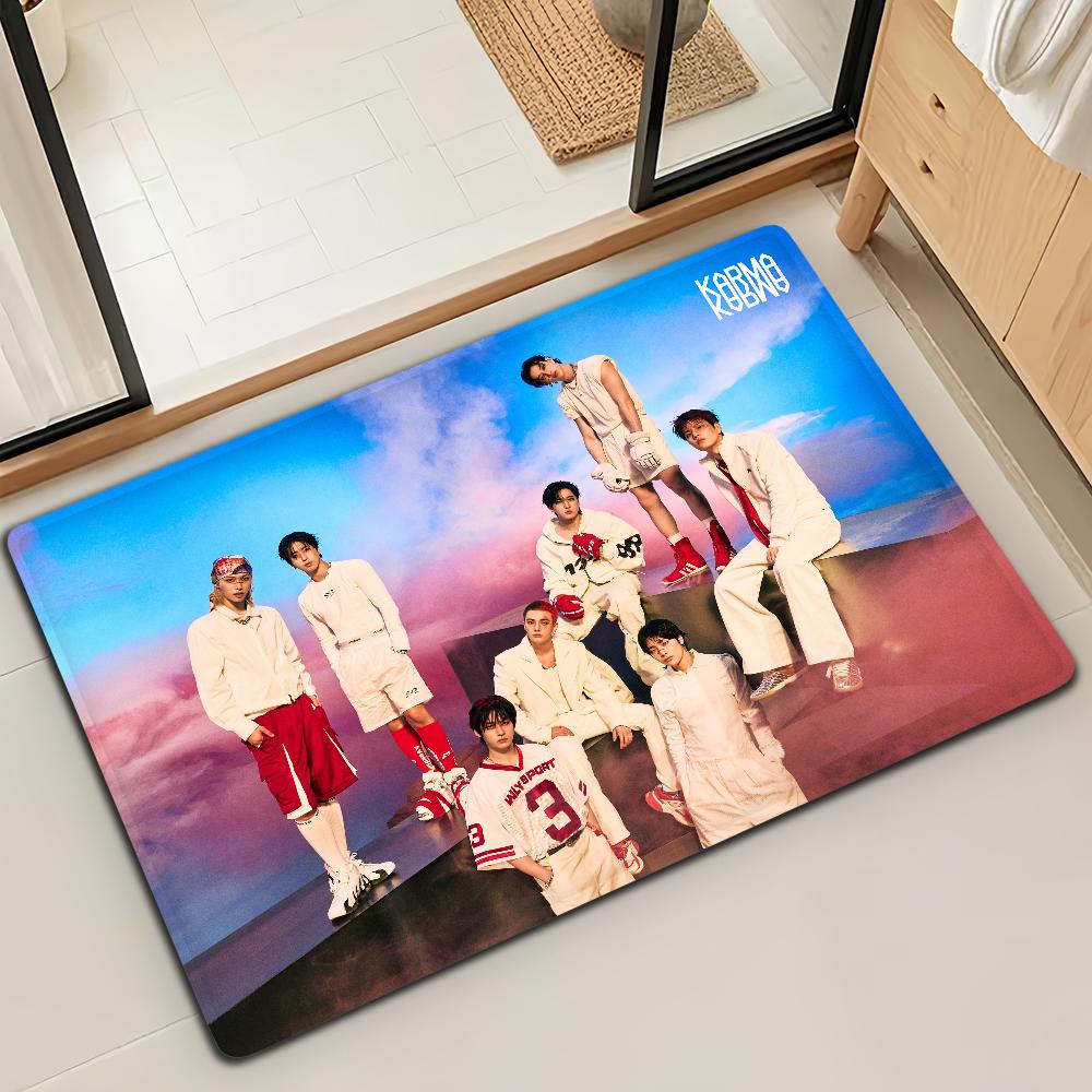 K-Kids Hop Karma Kpop S-Stray Microfiber Decorative Versatile Bath Door Mat Flannel Floor Mat Quick Dry Absorbent Non-slip Sole