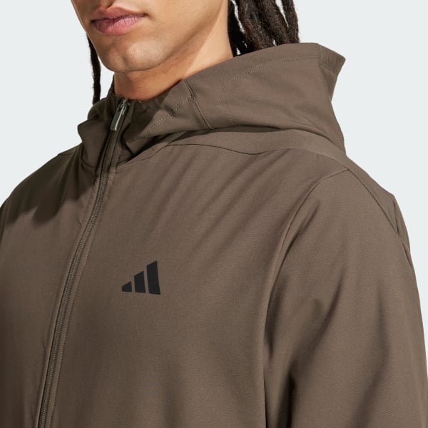 adidas Тренировочная мужская тканая куртка с капюшоном Cold.Rdy Коричневая IX9059