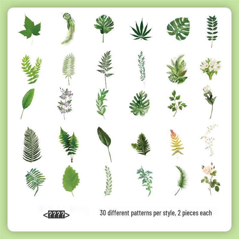 Joyful Nature Story Notebook Sticker Pack: 60 Retro Plant Stickers for Creative Children's Journaling